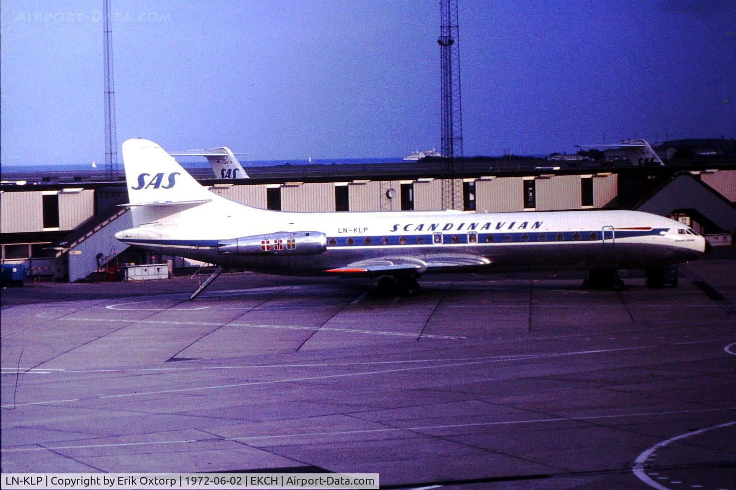 LN-KLP, 1960 Sud Aviation SE-210 Caravelle III C/N 024, LN-KLP in CPH 1972-06-02