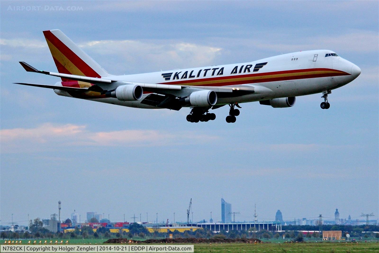 N782CK, 2009 Boeing 747-4HQF C/N 37304, View to skyline of Leipzig and to daily afternoon Conny.....