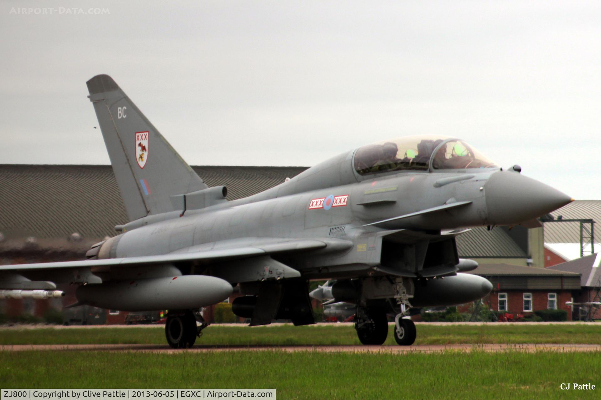 ZJ800, 2003 Eurofighter EF-2000 Typhoon T3 C/N 004/BT001, Taxy for departure at RAF Coningsby EGXC - coded 'BC' of RAF 29(R) Sqn