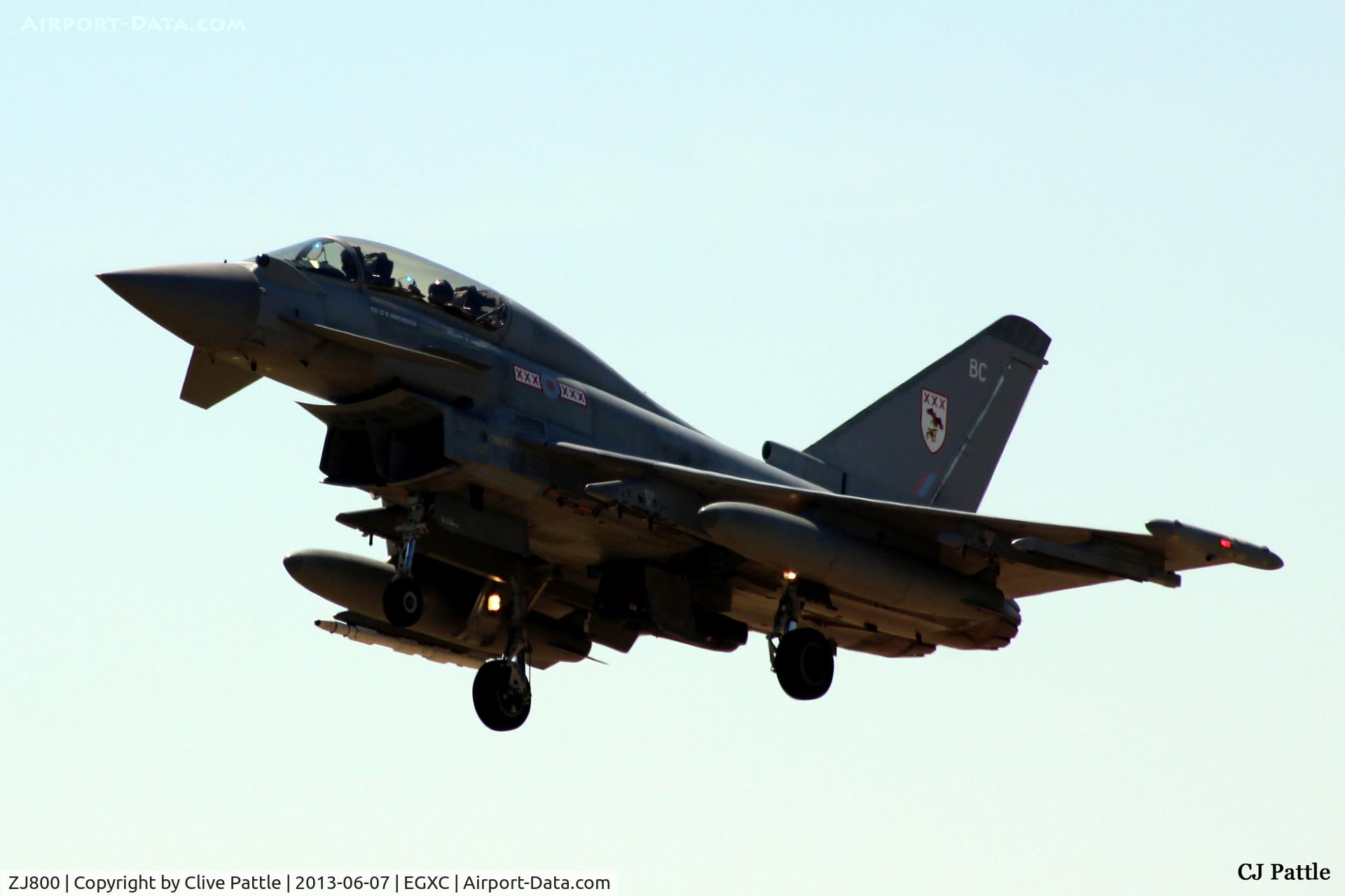 ZJ800, 2003 Eurofighter EF-2000 Typhoon T3 C/N 004/BT001, Landing at RAF Coningsby EGXC - coded 'BC' of RAF 29(R) Sqn