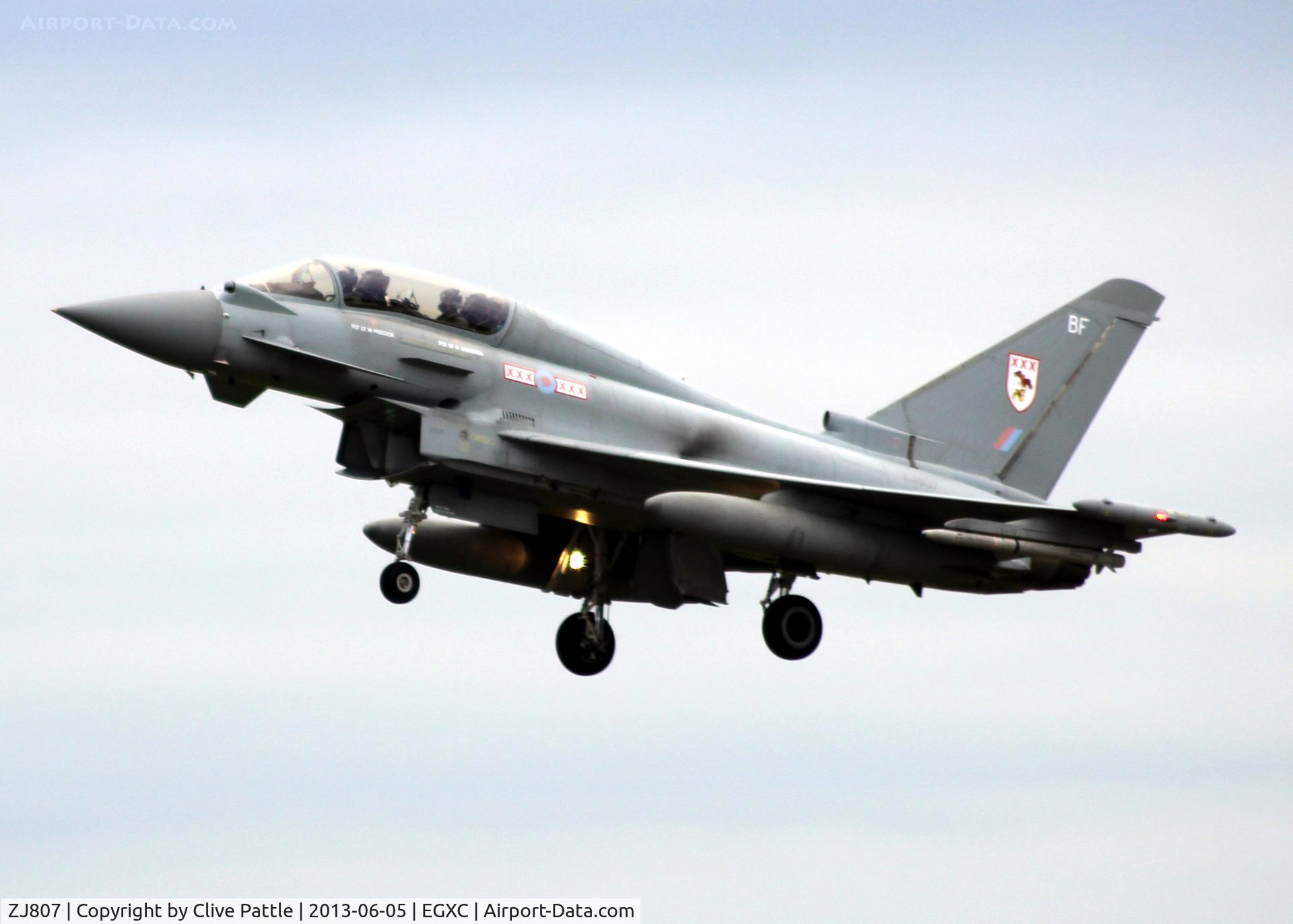 ZJ807, 2003 Eurofighter EF-2000 Typhoon T3 C/N 0025/BT008, On approach to RAF Coningsby coded 'BF' with the resident 29 R Sqn RAF