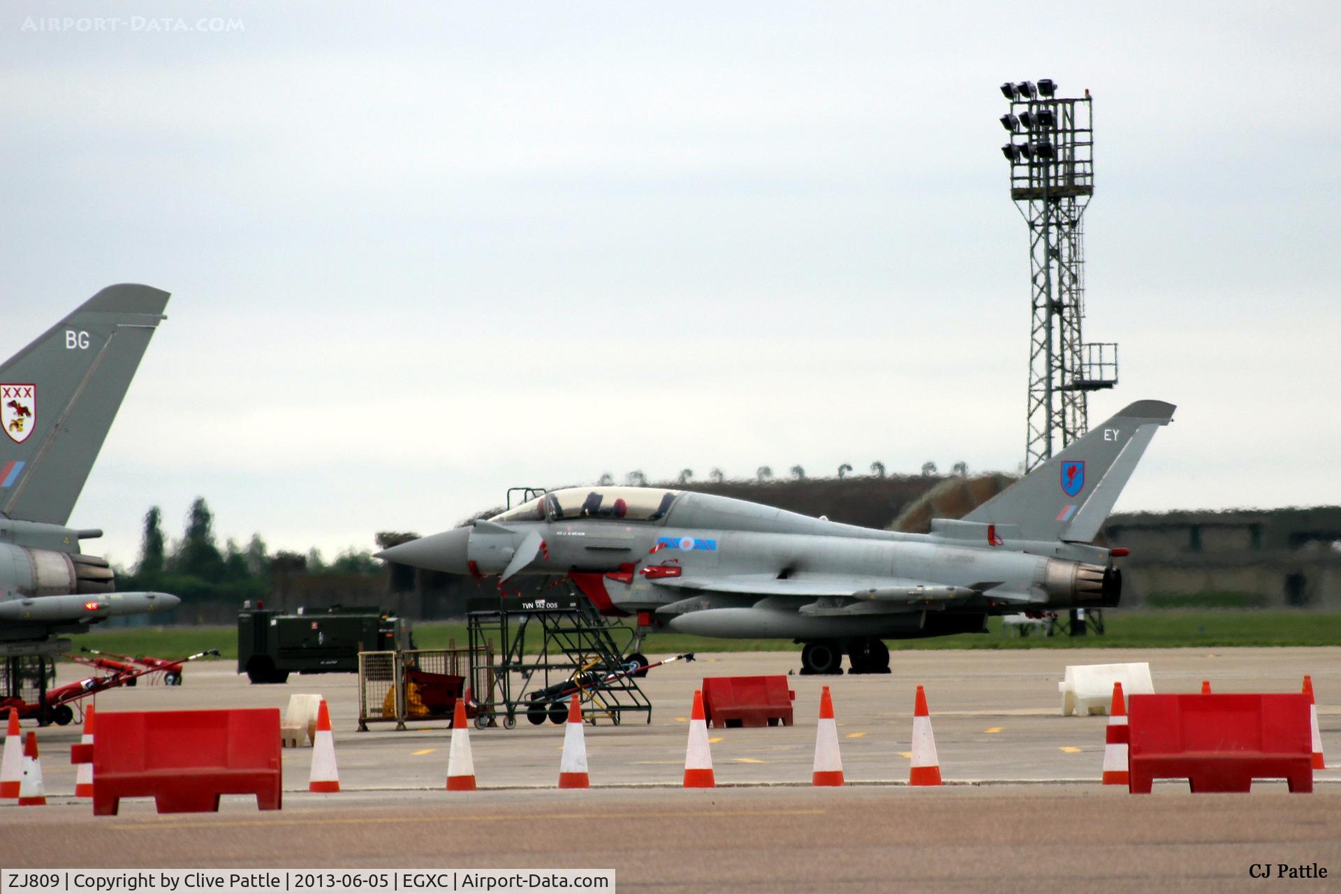 ZJ809, 2003 Eurofighter EF-2000 Typhoon T3 C/N 0032/BT010, Visiting RAF Coningsby from RAF Leuchars is 6 Sqn machine coded 'EY'