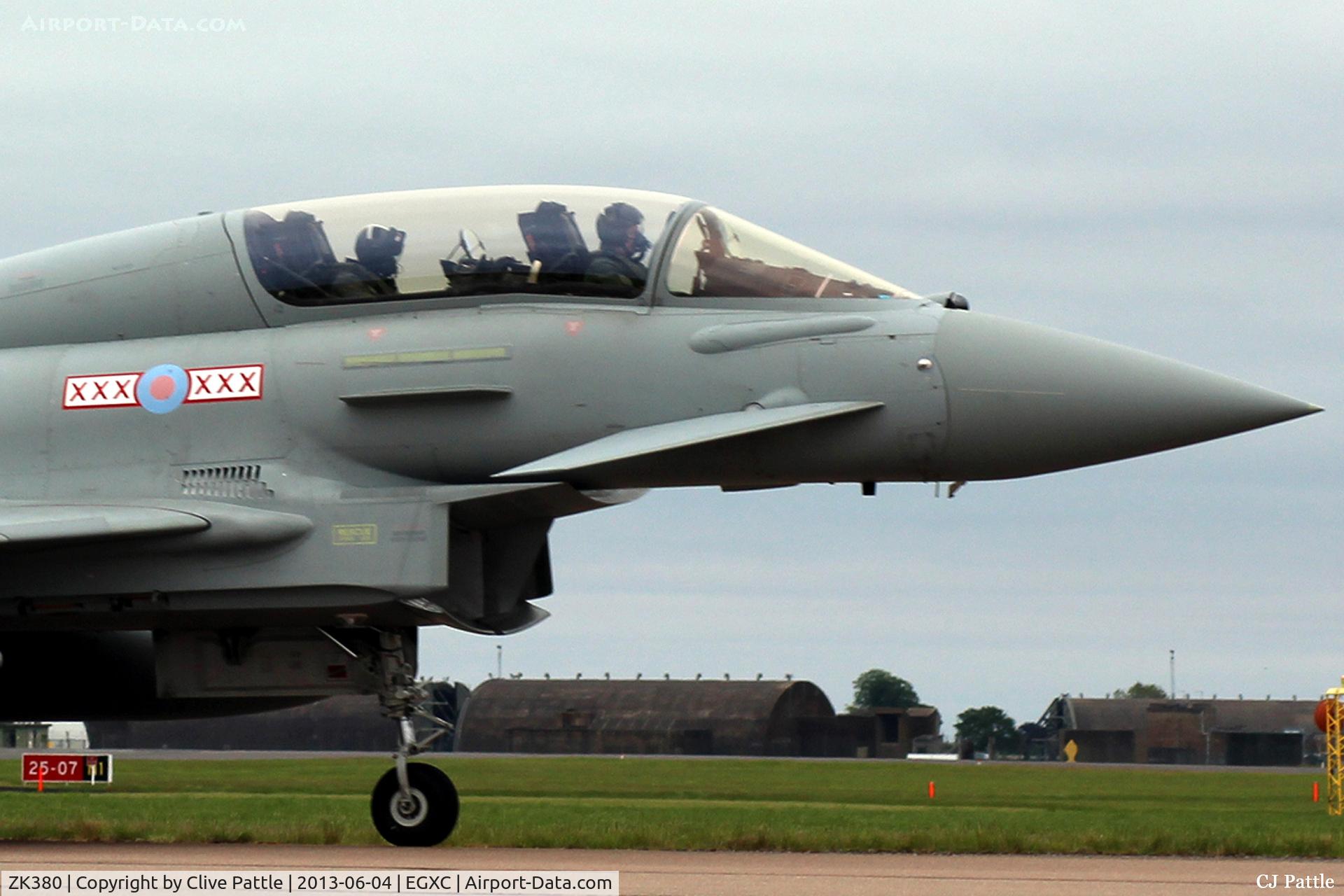 ZK380, 2010 Eurofighter EF-2000 Typhoon T.3 C/N BT025/270, Close up nose detail of ZK380 coded 'BG' with the resident 29 R Sqn at RAF Coningsby