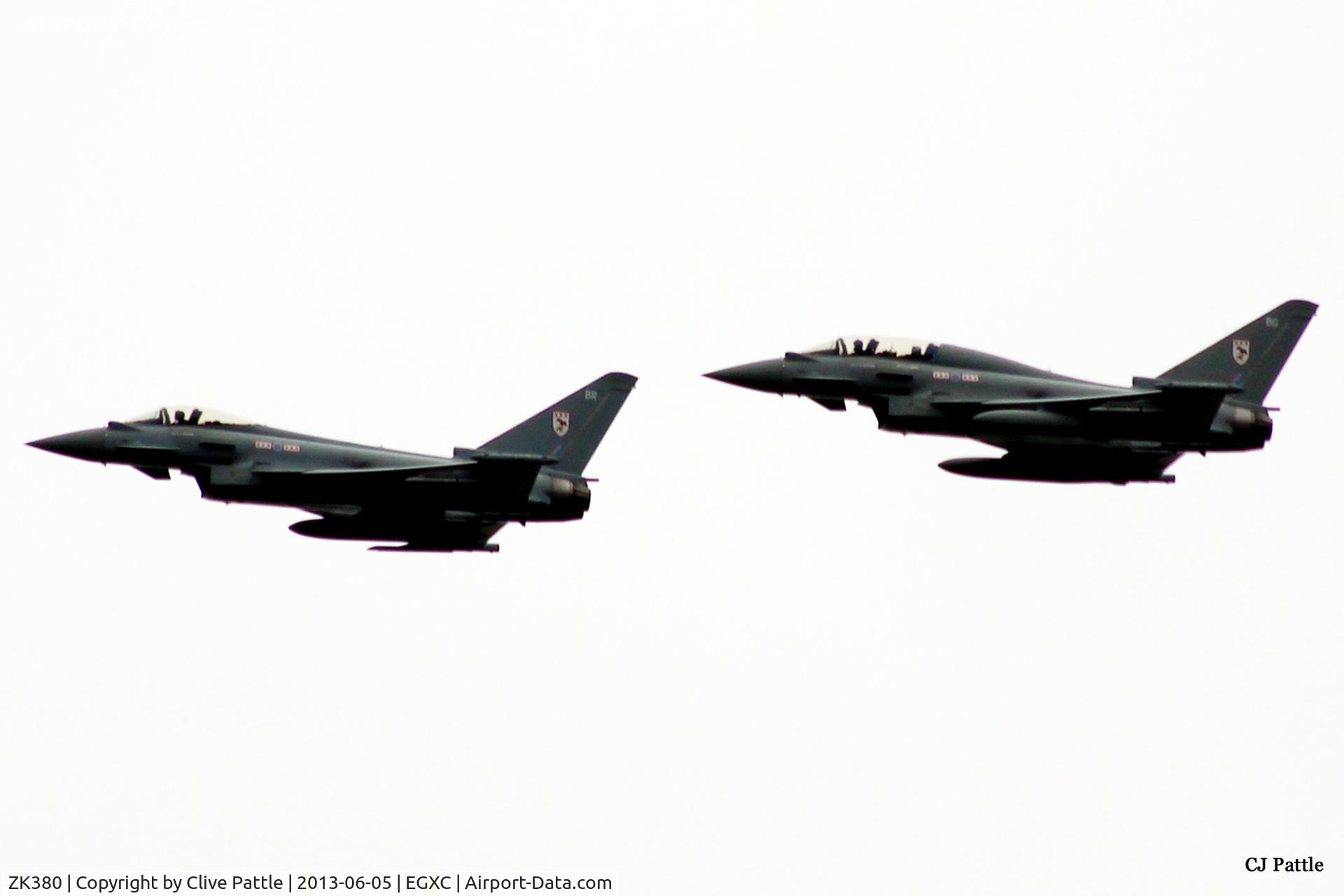 ZK380, 2010 Eurofighter EF-2000 Typhoon T.3 C/N BT025/270, In tandem for running break at RAF Coningsby