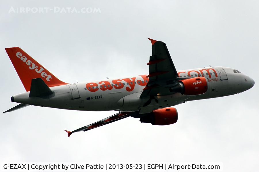 G-EZAX, 2006 Airbus A319-111 C/N 2818, Climb away from Edinburgh