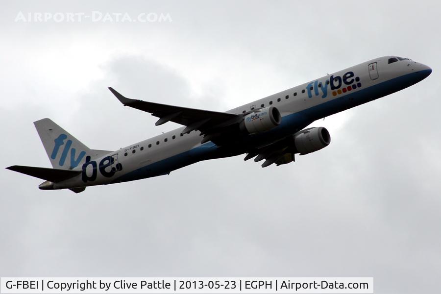 G-FBEI, 2007 Embraer 195LR (ERJ-190-200LR) C/N 19000143, Climb out from Edinburgh