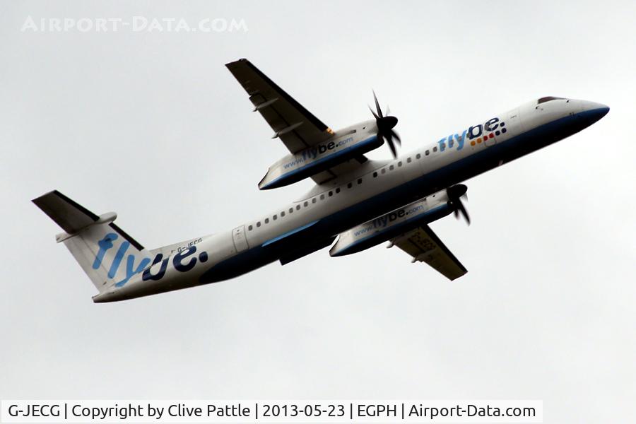 G-JECG, 2004 De Havilland Canada DHC-8-402Q Dash 8 C/N 4098, Climb out from Edinburgh