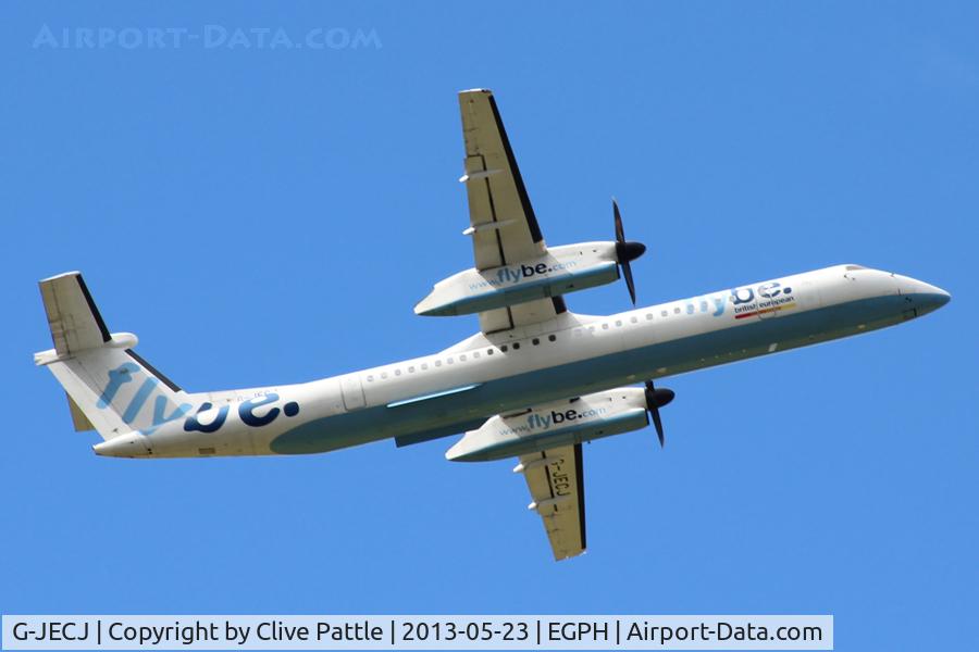 G-JECJ, 2005 De Havilland Canada DHC-8-402Q Dash 8 C/N 4110, Climb out from Edinburgh