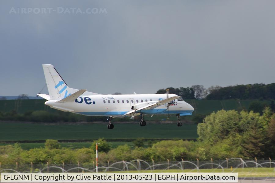G-LGNM, 1990 Saab SF340B C/N 340B-187, About to land at Edinburgh