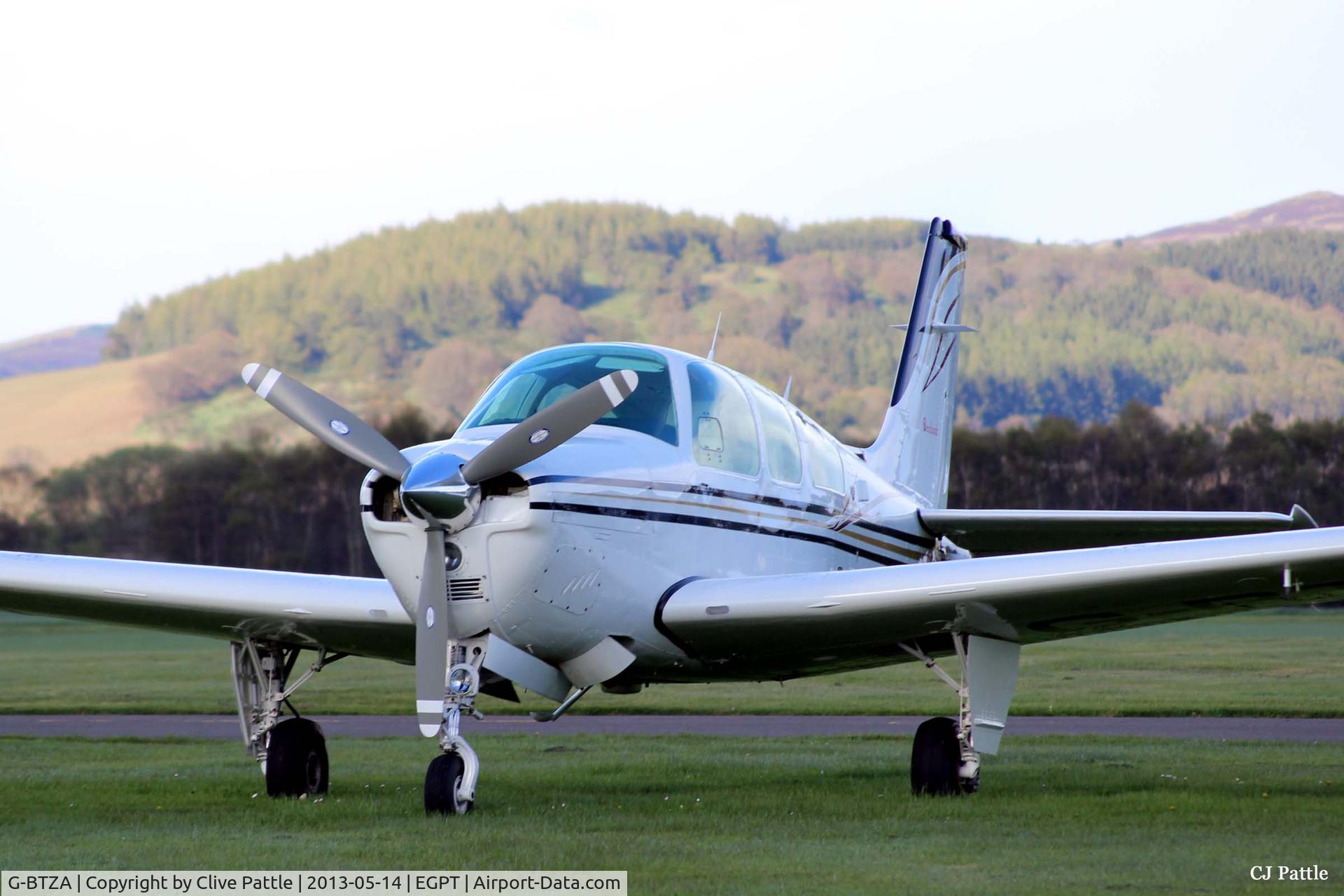 G-BTZA, 1981 Beech F33A Bonanza C/N CE-957, Parked up for the night at Perth EGPT