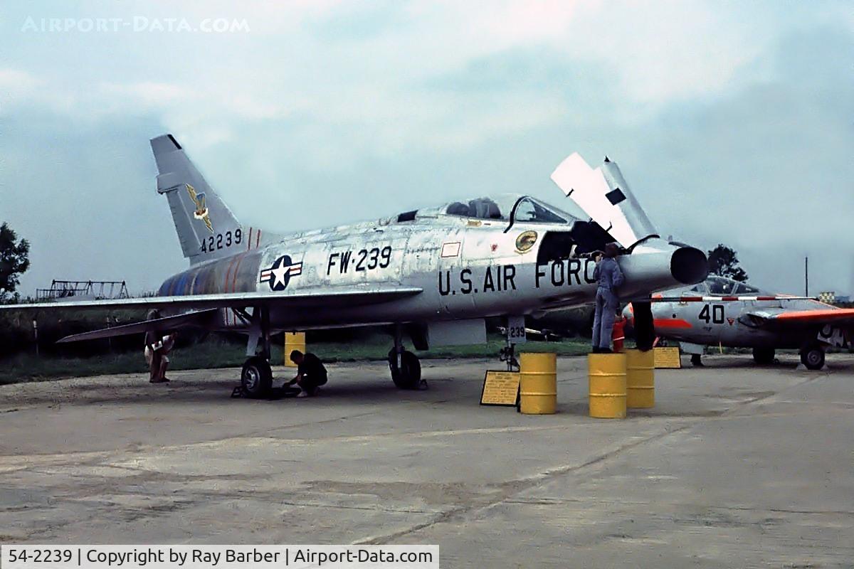 54-2239, 1954 North American F-100D Super Sabre C/N 223-119, North American F-100D Super Sabre [223-119] (Loughborough Air Museum) Loughborough E Midlands~G 08/07/1979. From a slide.
