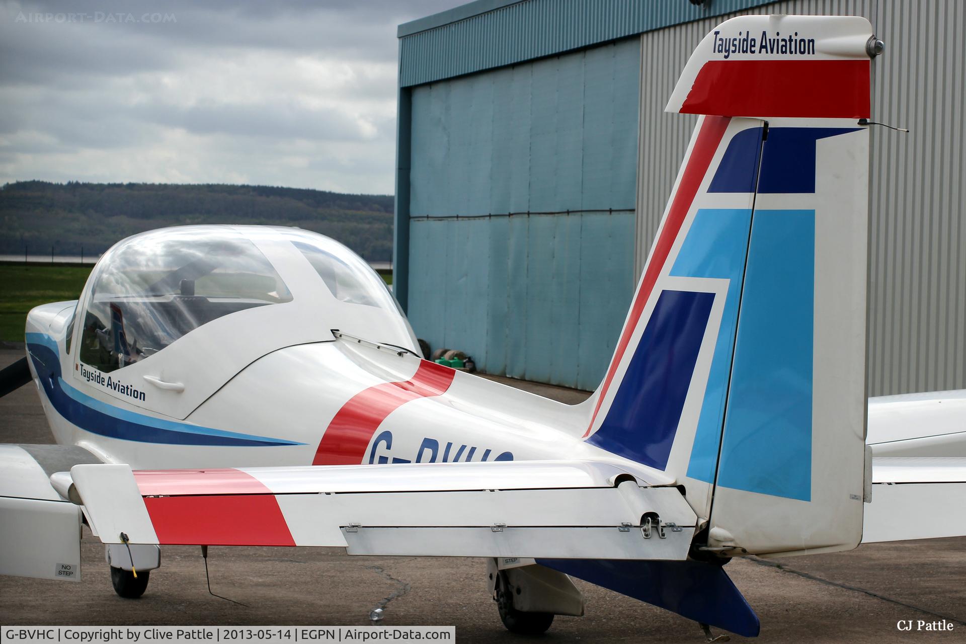 G-BVHC, 1994 Grob G-115D-2 C/N 82005, Close up of tail detail of Tayside Aviation's G-BVHC parked at their base at Dundee EGPN