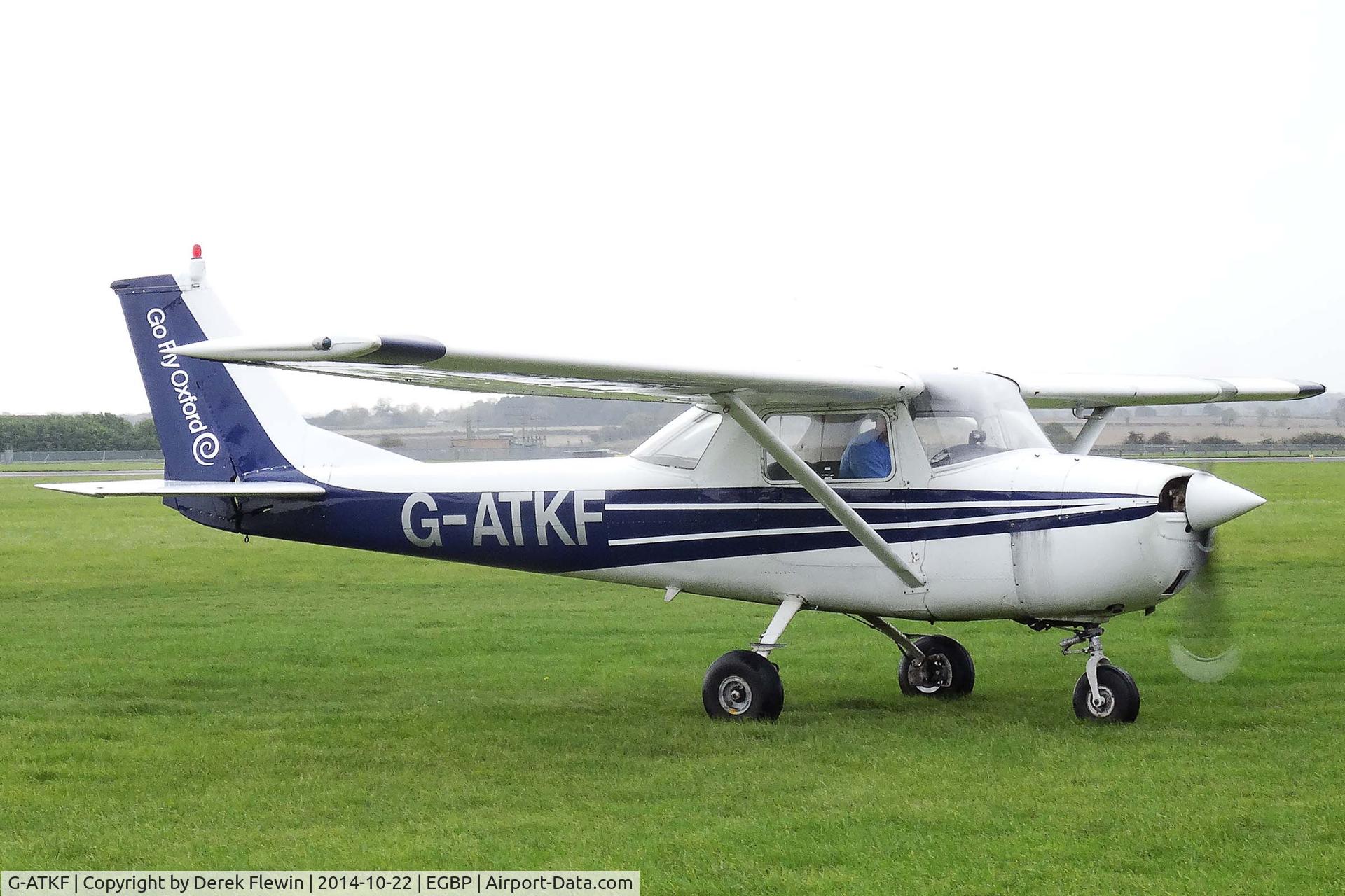 G-ATKF, 1965 Cessna 150F C/N 150-62386, Visiting 150F, Hinton-in-the-Hedges based, previously N3586L, G-ATKF, G-HPFT, seen parking up by the Tower at EGBP.