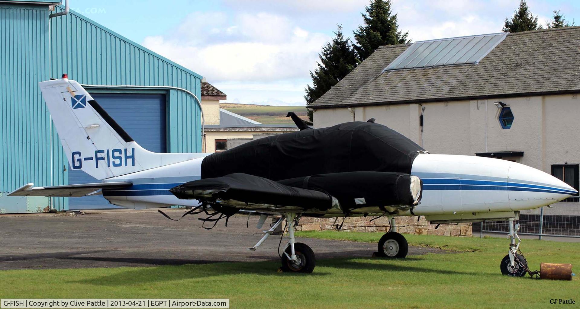 G-FISH, 1979 Cessna 310R C/N 310R-1845, Ex Scottish Fisheries Protection aircraft - parked up at Perth EGPT awaiting disposal