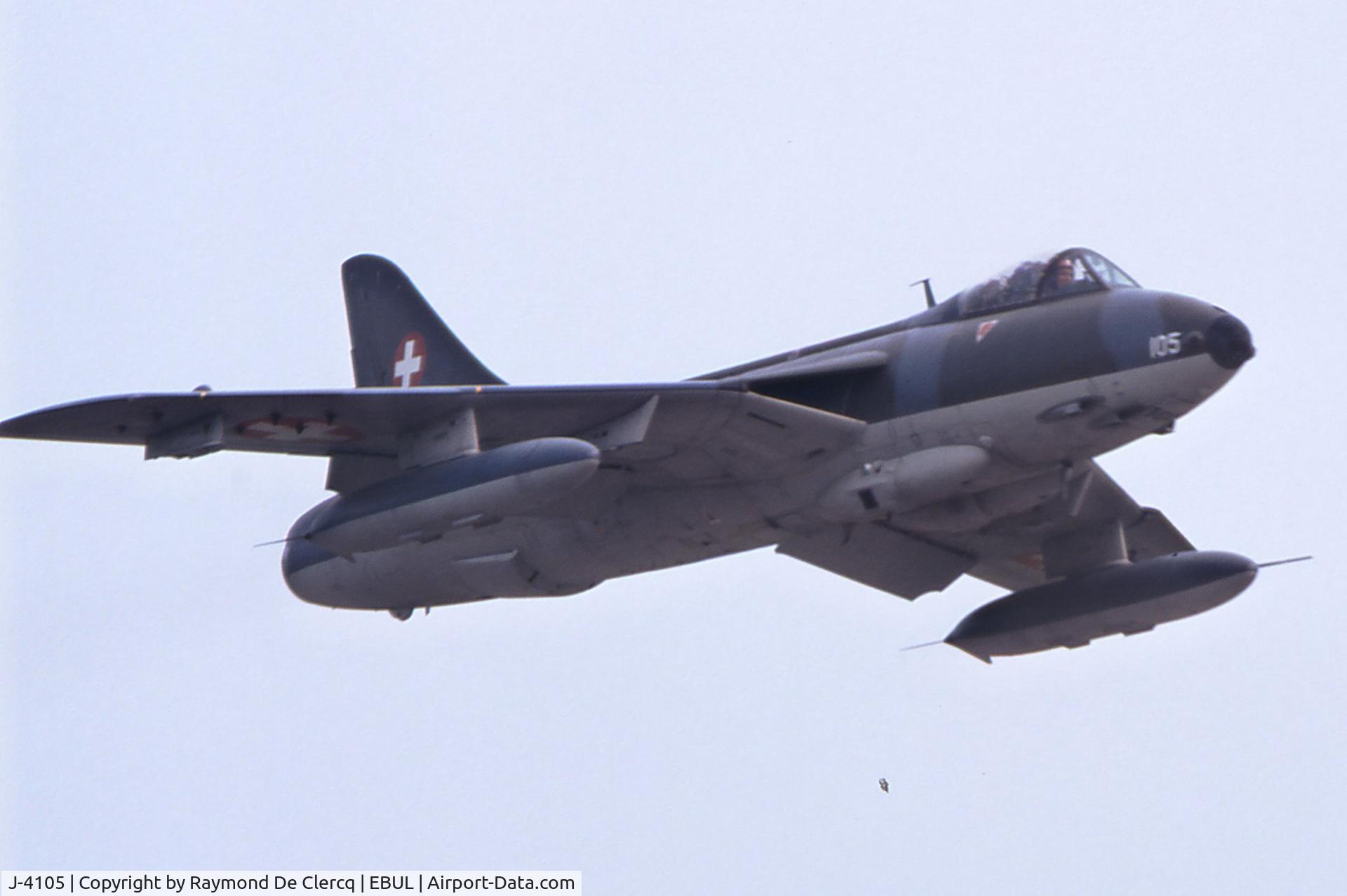 J-4105, 1956 Hawker Hunter F.58A C/N HABL-003074, At the Ursel Airshow in July 1997.