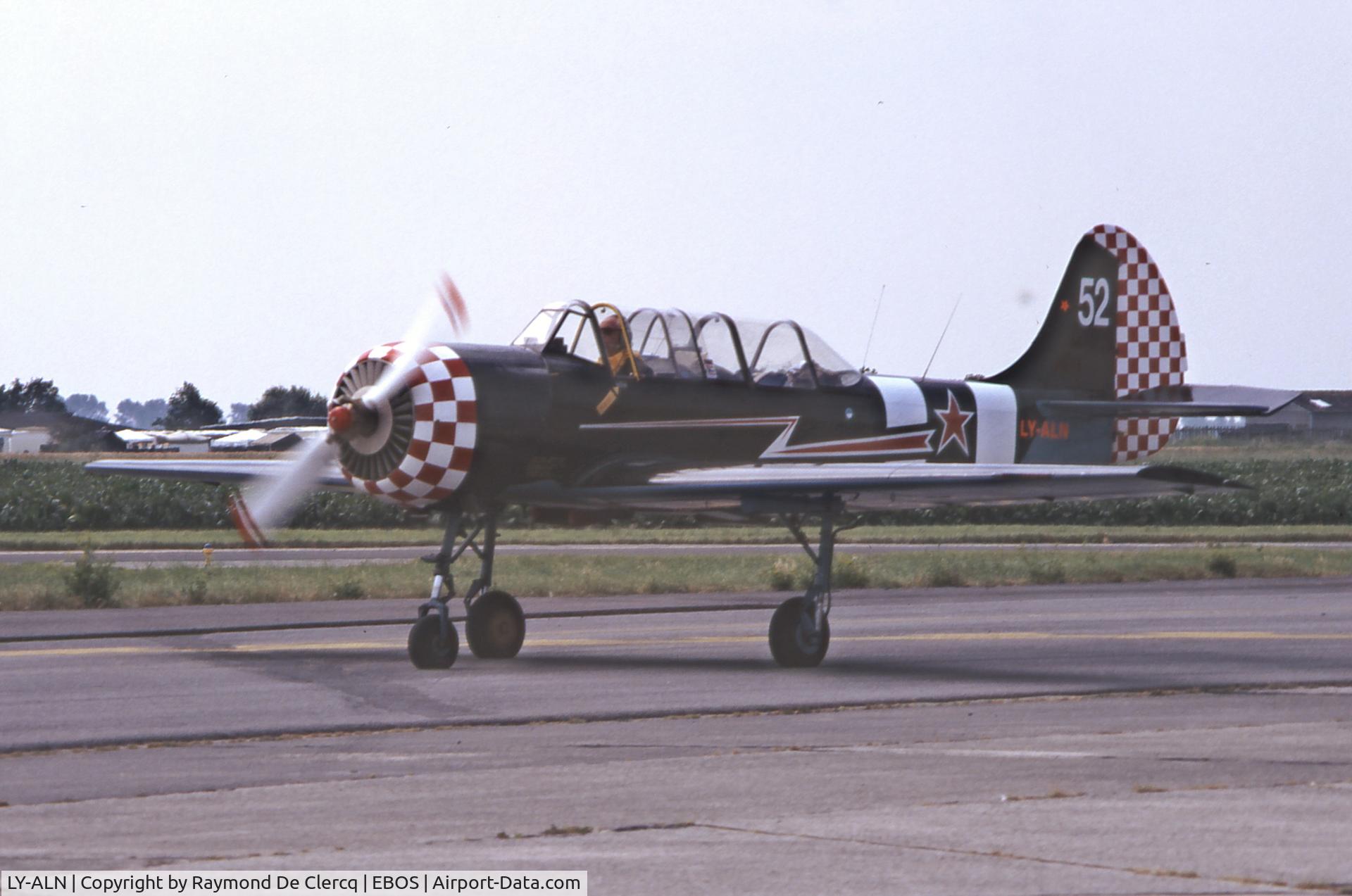 LY-ALN, Yakovlev Yak-52 C/N 800910, At the Ostend Airshow in July 1997.