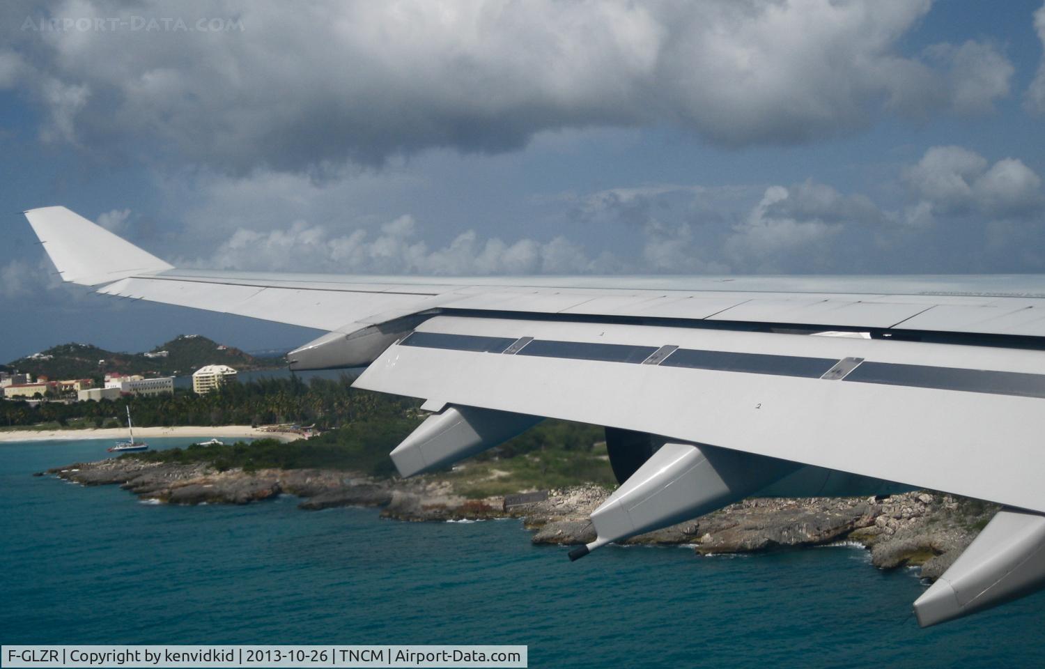 F-GLZR, 1999 Airbus A340-313X C/N 307, On finals to St Maarten.