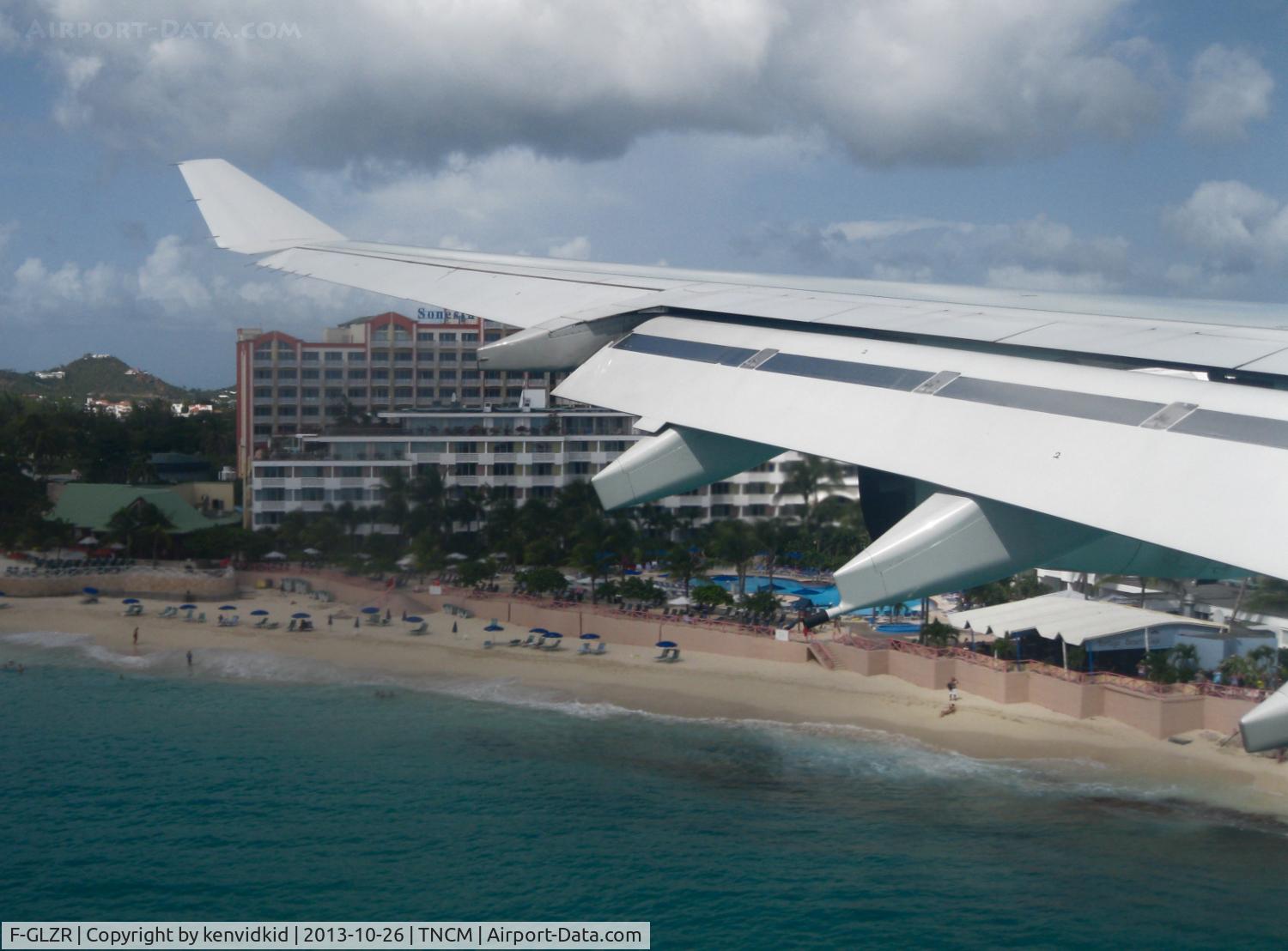 F-GLZR, 1999 Airbus A340-313X C/N 307, On short finals to St Maarten.