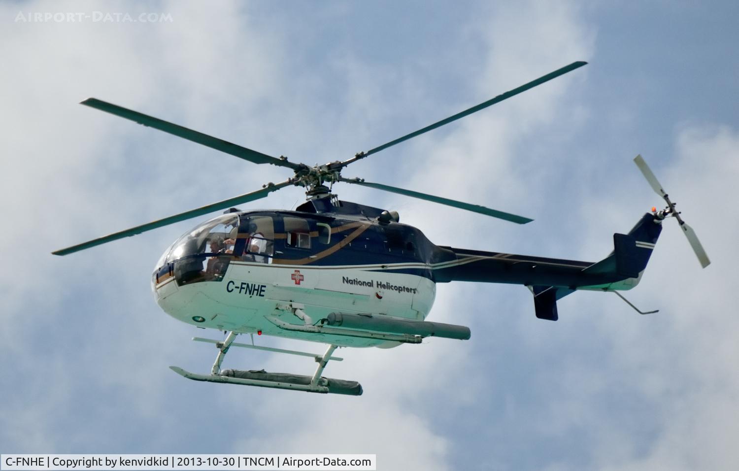 C-FNHE, 1977 MBB Bo-105CBS C/N S-349, On short finals to St Maarten.