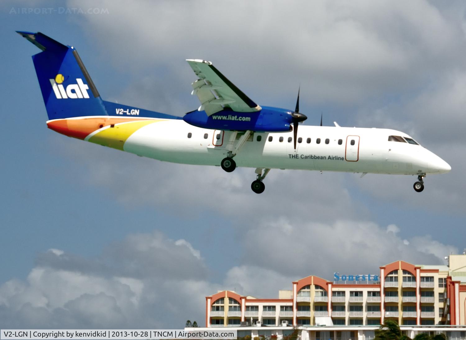 V2-LGN, 1990 De Havilland Canada DHC-8-311 Dash 8 C/N 230, On short finals to St Maarten.