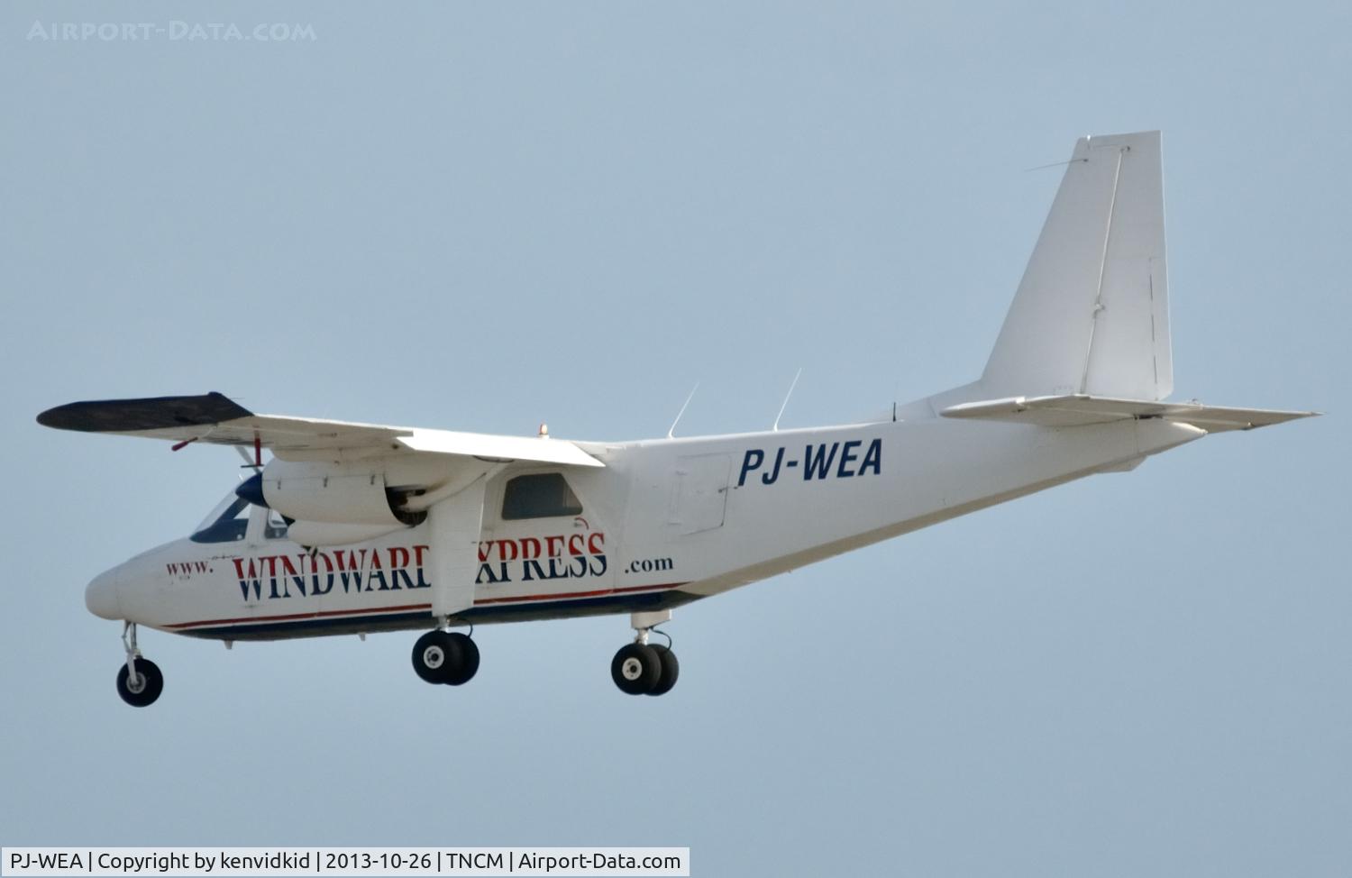 PJ-WEA, 1972 Britten-Norman BN-2A-26 Islander C/N 659, On short finals to St Maarten.