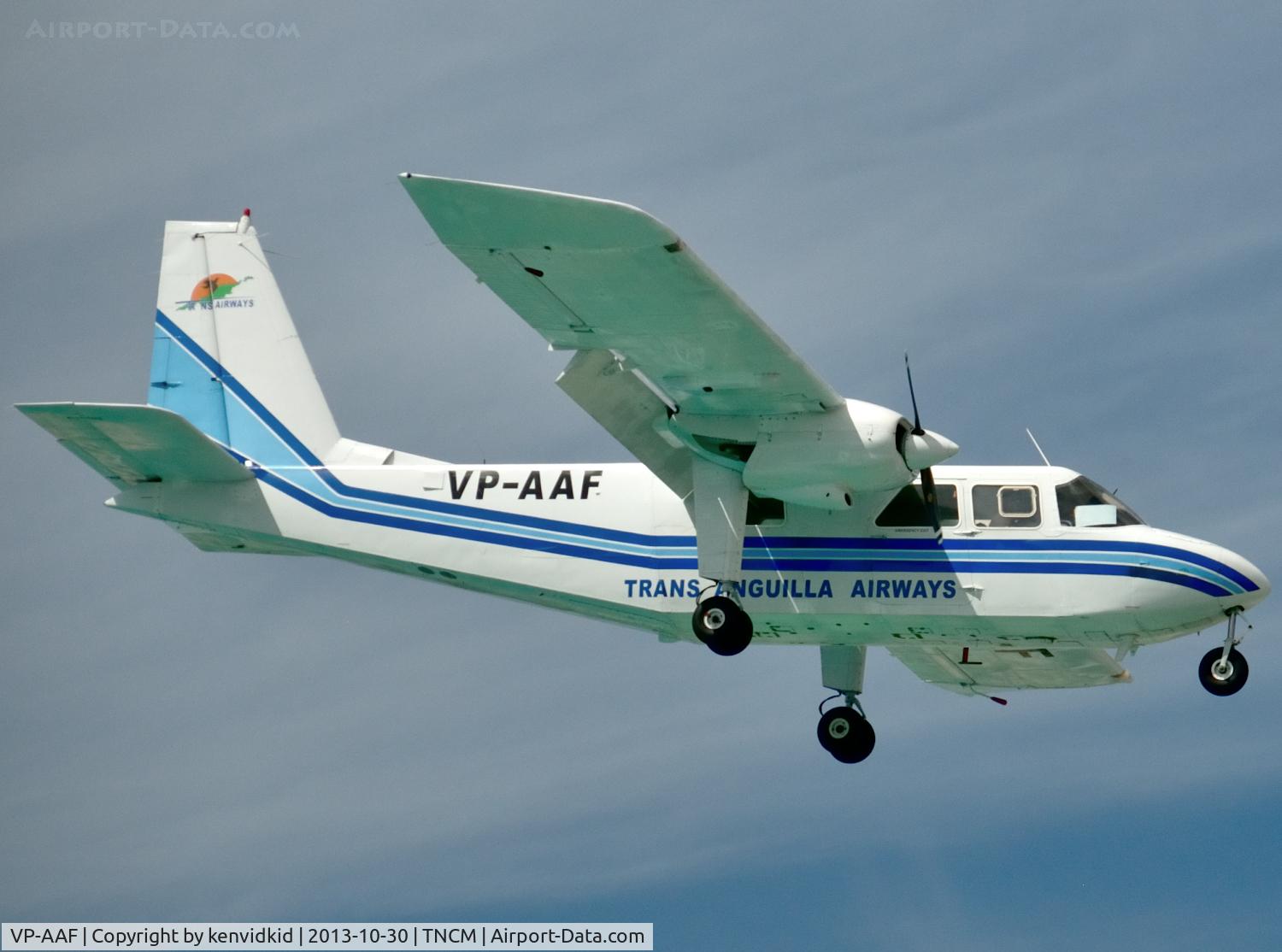 VP-AAF, 1980 Pilatus Britten-Norman BN-2B-21 Islander C/N 2024B, On short finals to St Maarten.