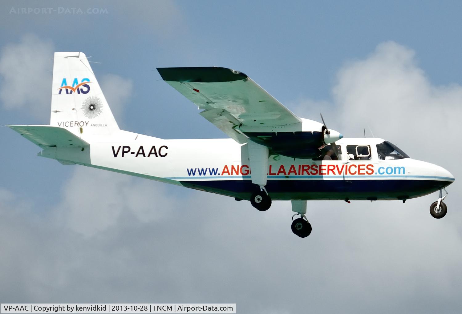 VP-AAC, 1981 Britten-Norman BN-2A-26 Islander C/N 919, On short finals to St Maarten.