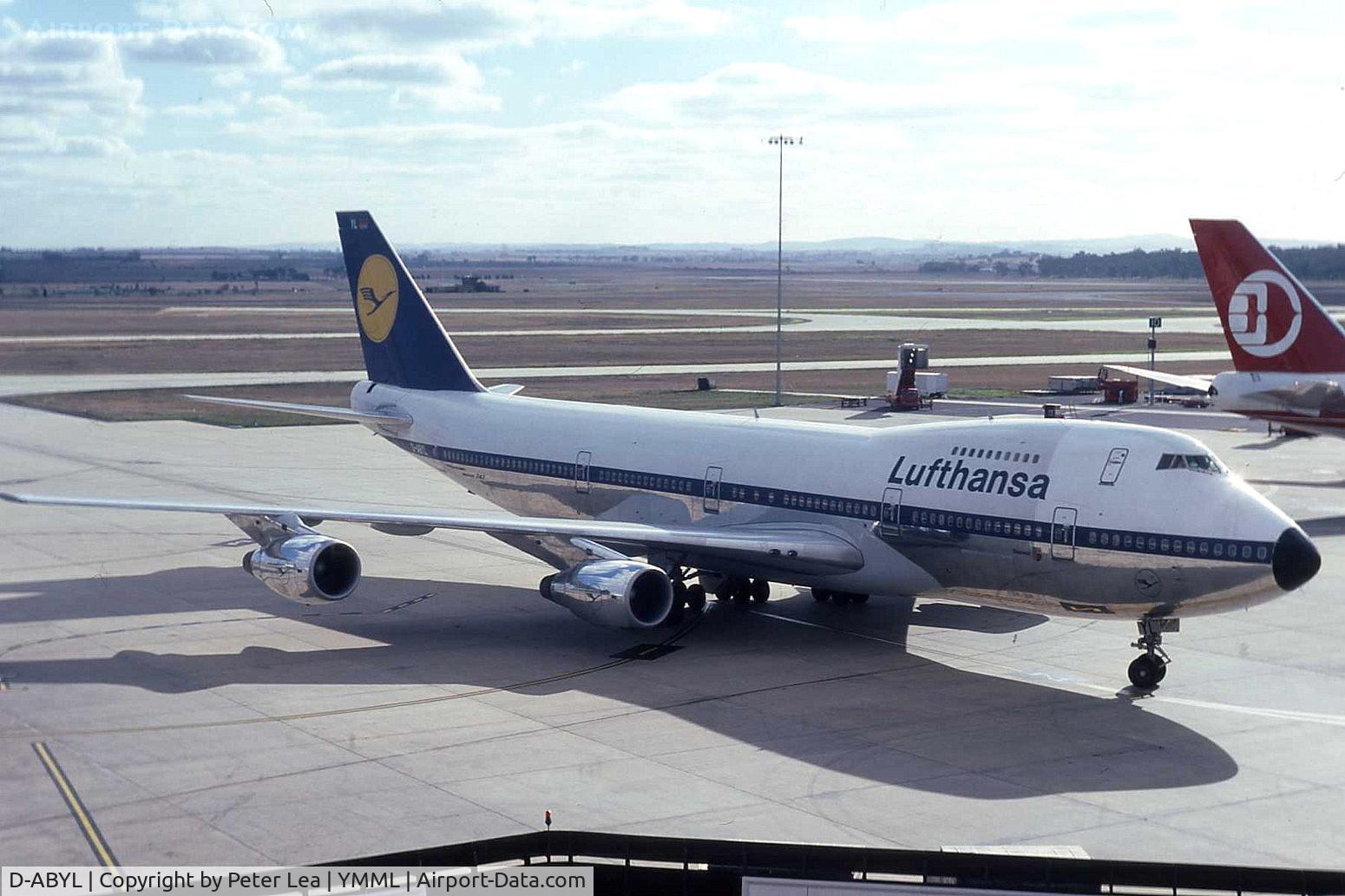 D-ABYL, 2014 Boeing 747-830 C/N 37836, Lufthansa Boeing 747-230B at Melbourne Airport in 1983