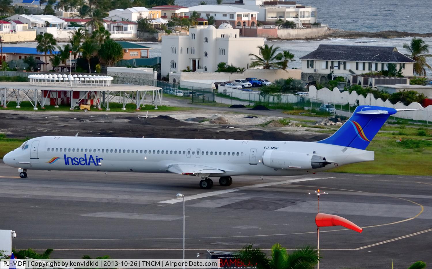 PJ-MDF, 1991 McDonnell Douglas MD-83 (DC-9-83) C/N 53014, Departing St Maarten.
