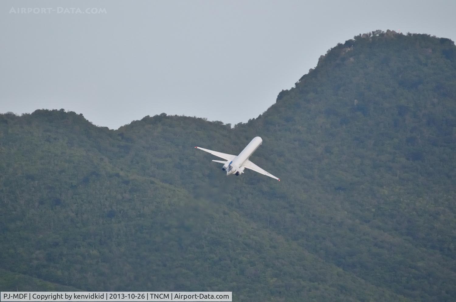 PJ-MDF, 1991 McDonnell Douglas MD-83 (DC-9-83) C/N 53014, Climbing out from Sint Maarten.