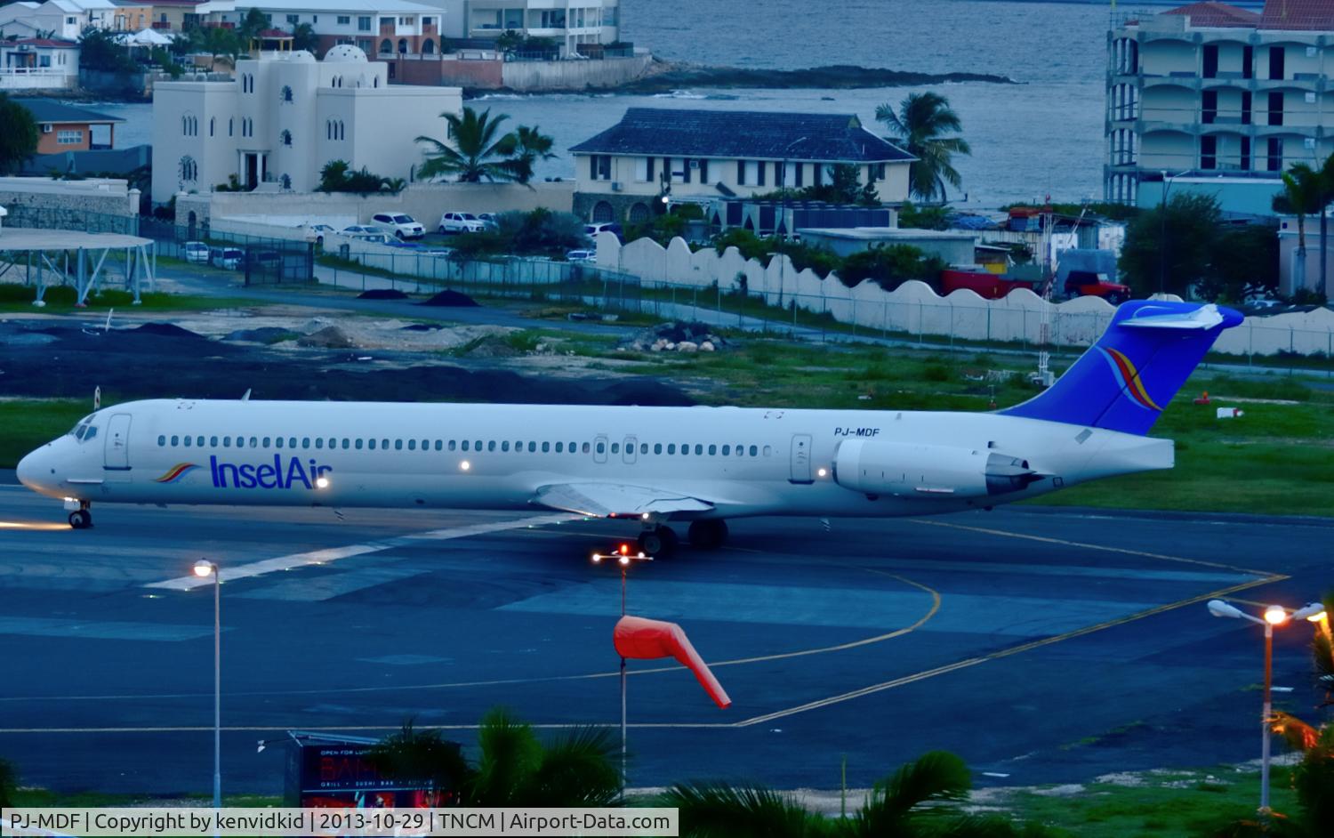 PJ-MDF, 1991 McDonnell Douglas MD-83 (DC-9-83) C/N 53014, Sunset departure.