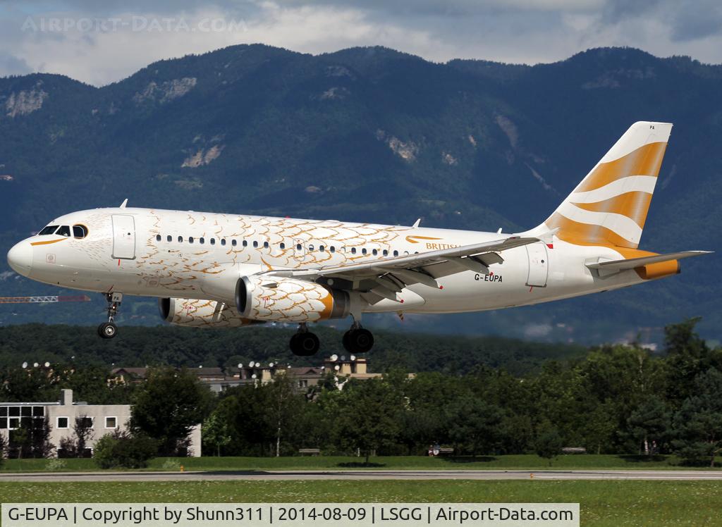 G-EUPA, 1999 Airbus A319-131 C/N 1082, Landing rwy 23... Dove c/s