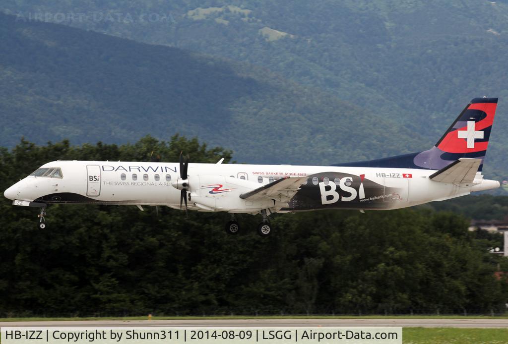 HB-IZZ, 1997 Saab 2000 C/N 2000-048, Landing rwy 23 in BSI c/s