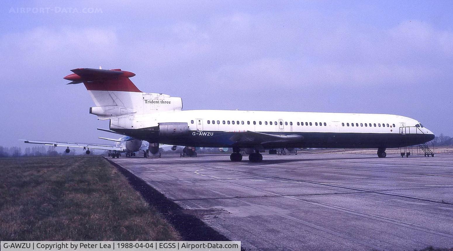G-AWZU, 1971 Hawker Siddeley HS-121 Trident 3B-101 C/N 2321, Ex British Airways HS-121 Trident 3B G-AWZU at Stansted UK in April 1988