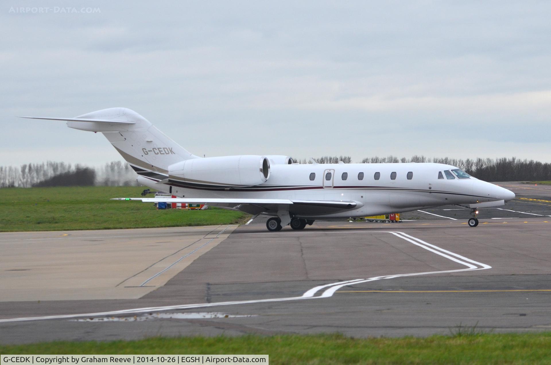 G-CEDK, 2006 Cessna 750 Citation X Citation X C/N 750-0252, About to depart.