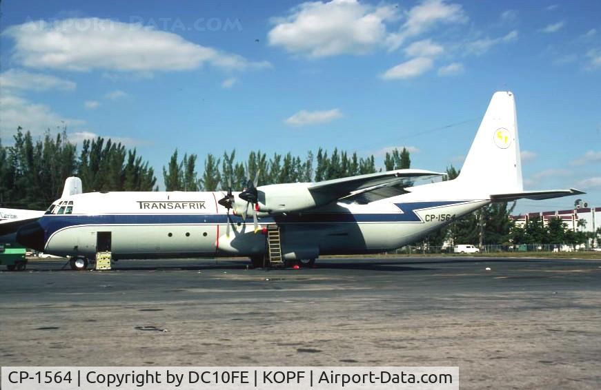 CP-1564, 1979 Lockheed L-100-30 Hercules (L-382G) C/N 382-4833, Leased from Bolivian Air Force; operated by Transafrik.