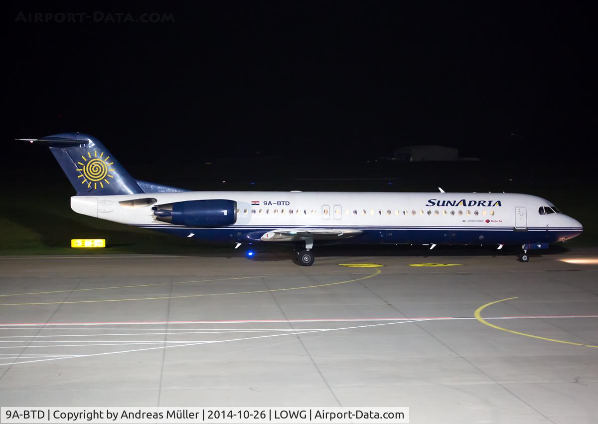 9A-BTD, 1992 Fokker 100 (F-28-0100) C/N 11407, Charter flight from Genoa.