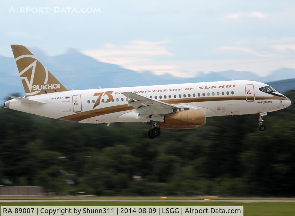 RA-89007, 2012 Sukhoi SuperJet 100-95B C/N 95015, Landing rwy 23... English titles...