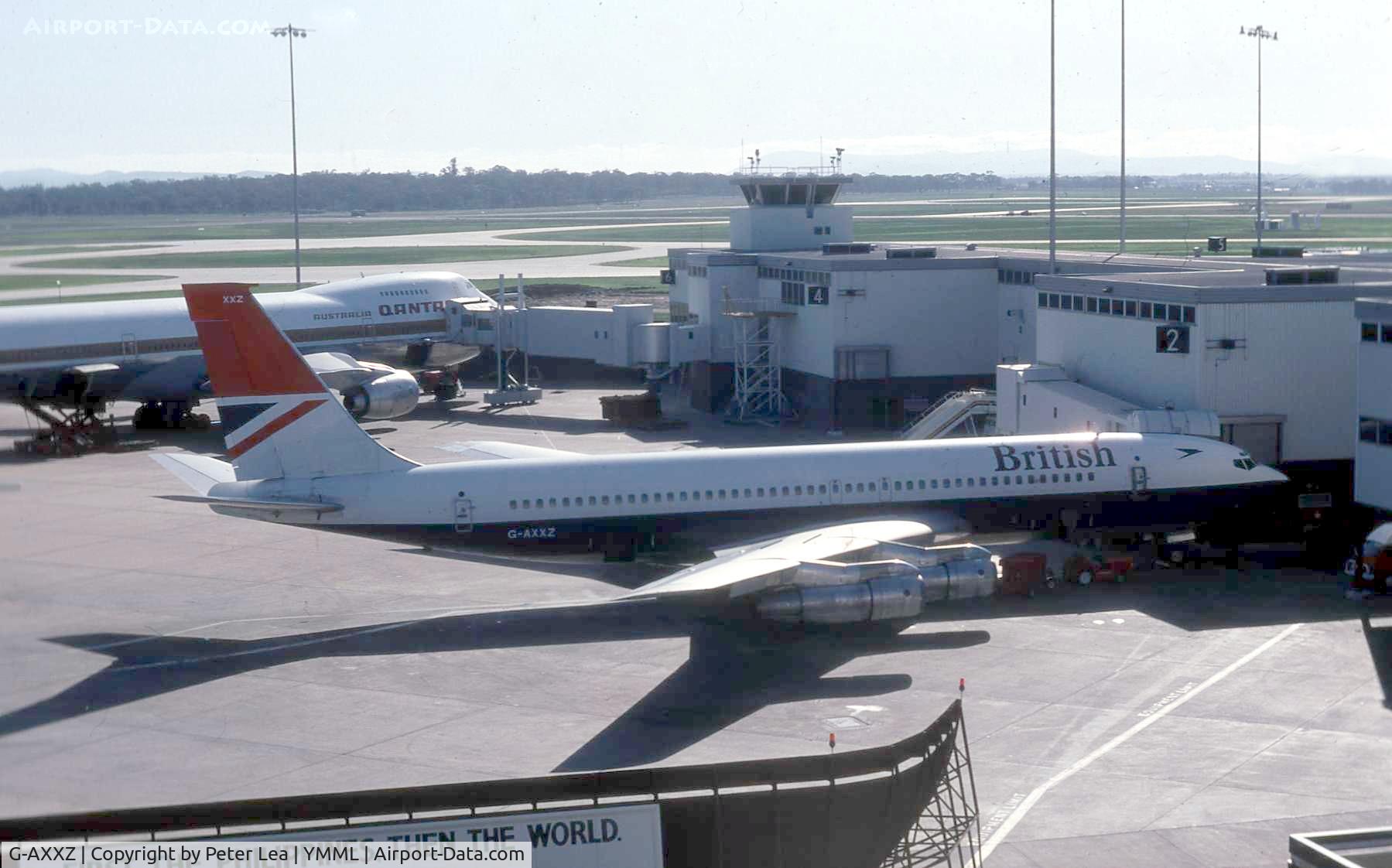 G-AXXZ, 1970 Boeing 707-336B C/N 20457, British Airways Boeing 707-336B at Melbourne Airport around 1980