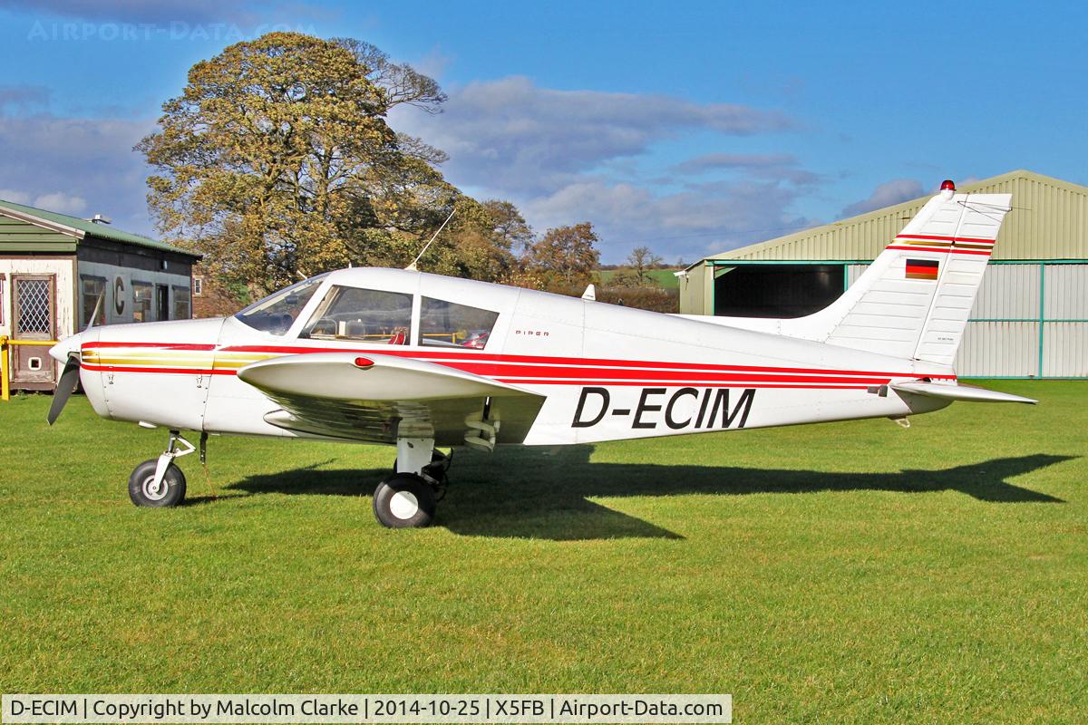 D-ECIM, 1972 Piper PA-28-140 Cherokee E C/N 28-7225596, A new airfield resident. Piper PA-28-140 Cherokee E, Fishburn Airfield UK, October 25th 2014.