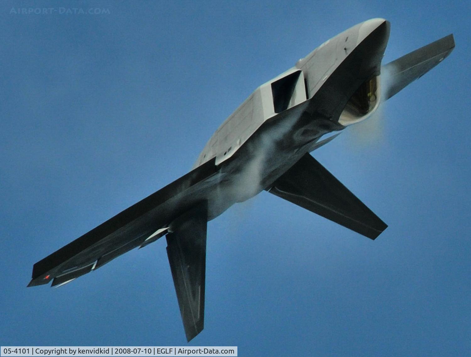 05-4101, 2003 Lockheed Martin F-22A Raptor C/N 645-4101, Validating at Farnborough International 2008.