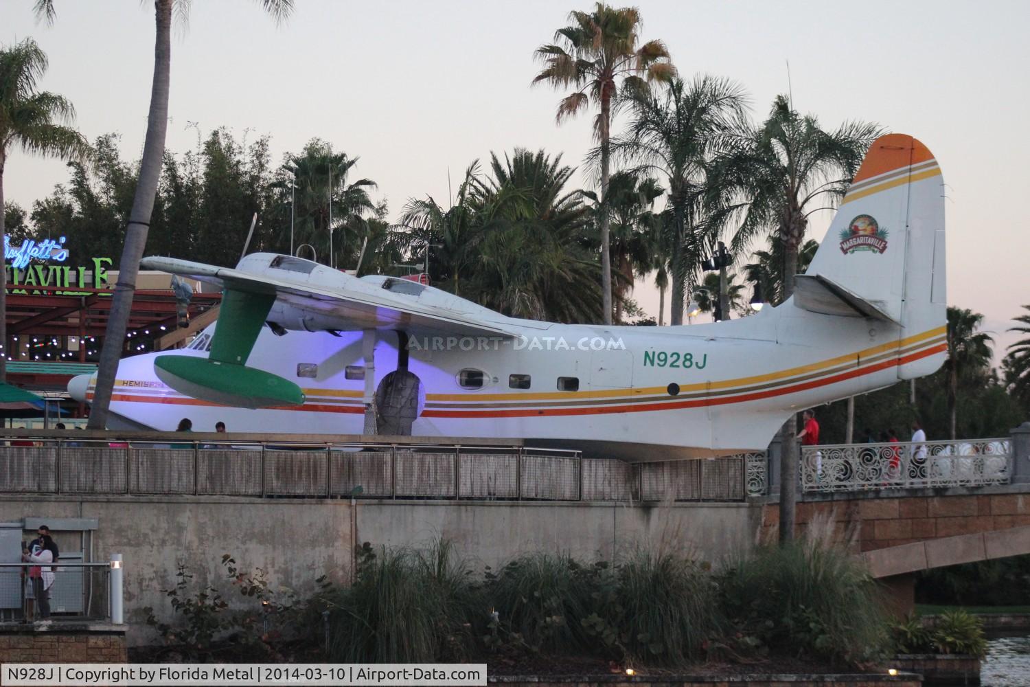 N928J, 1954 Grumman HU-16C (UF-1) Albatross C/N G-401, Singer Jimmy Buffet's HU-16 Albatross in front of his restaurant Margaritaville at Universal City Walk Orlando