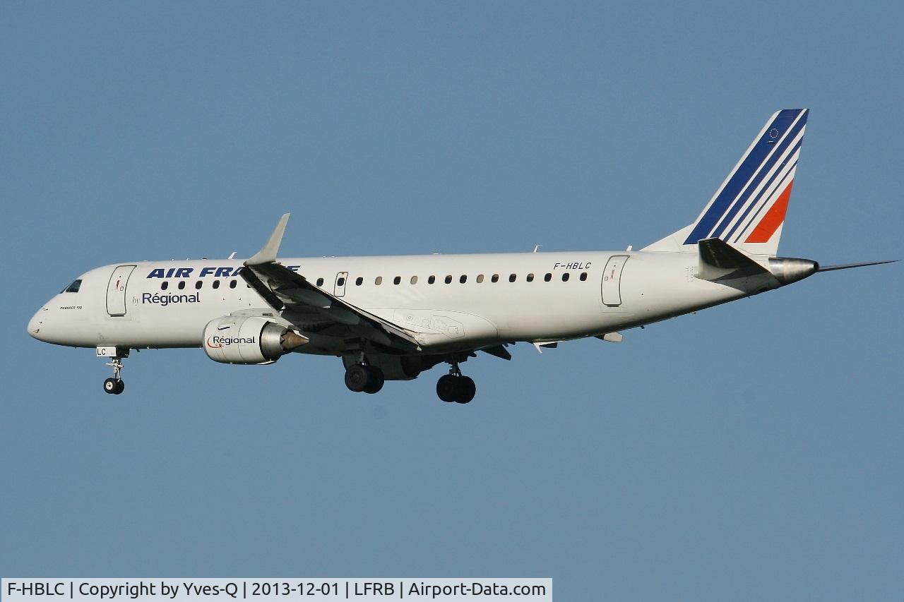 F-HBLC, 2007 Embraer 190AR (ERJ-190-100IGW) C/N 19000080, Embraer ERJ-190LR, Short approach rwy 25L, Brest-Bretagne airport (LFRB-BES)