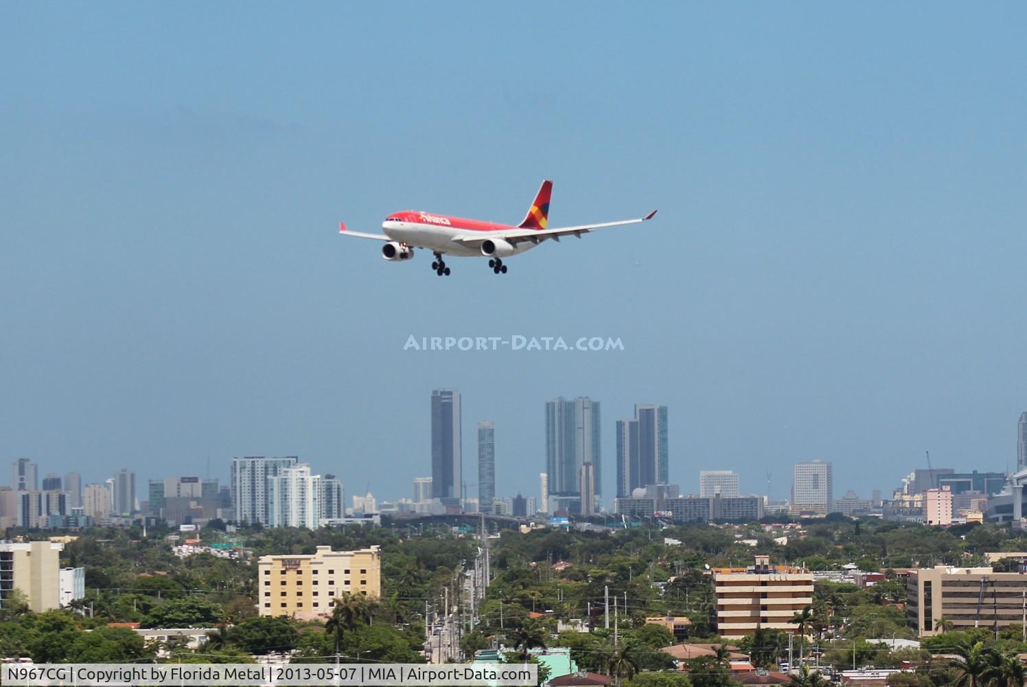 N967CG, 2008 Airbus A330-243 C/N 0967, Avianca A330-200 with Downtown Miami in the background