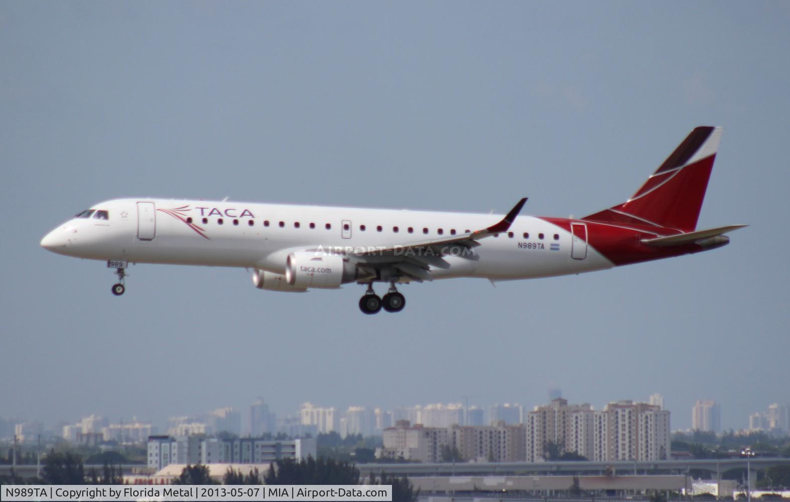 N989TA, 2011 Embraer 190AR (ERJ-190-100IGW) C/N 19000482, Taca E190