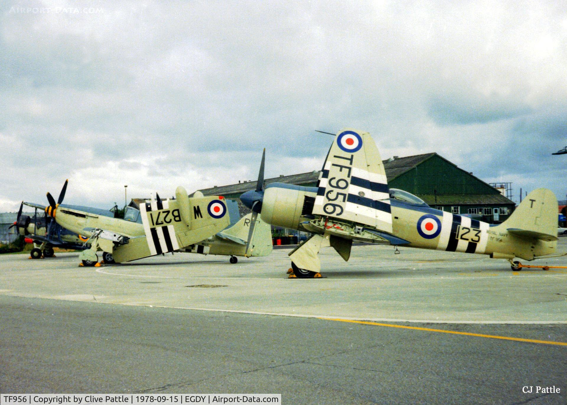 TF956, Hawker Sea Fury FB.11 C/N Not found TF956, TF956 pictured with its fellow members of the RN Historical Flight at their base at HMS Heron, RNAS YEovilton EGDY in September 1978