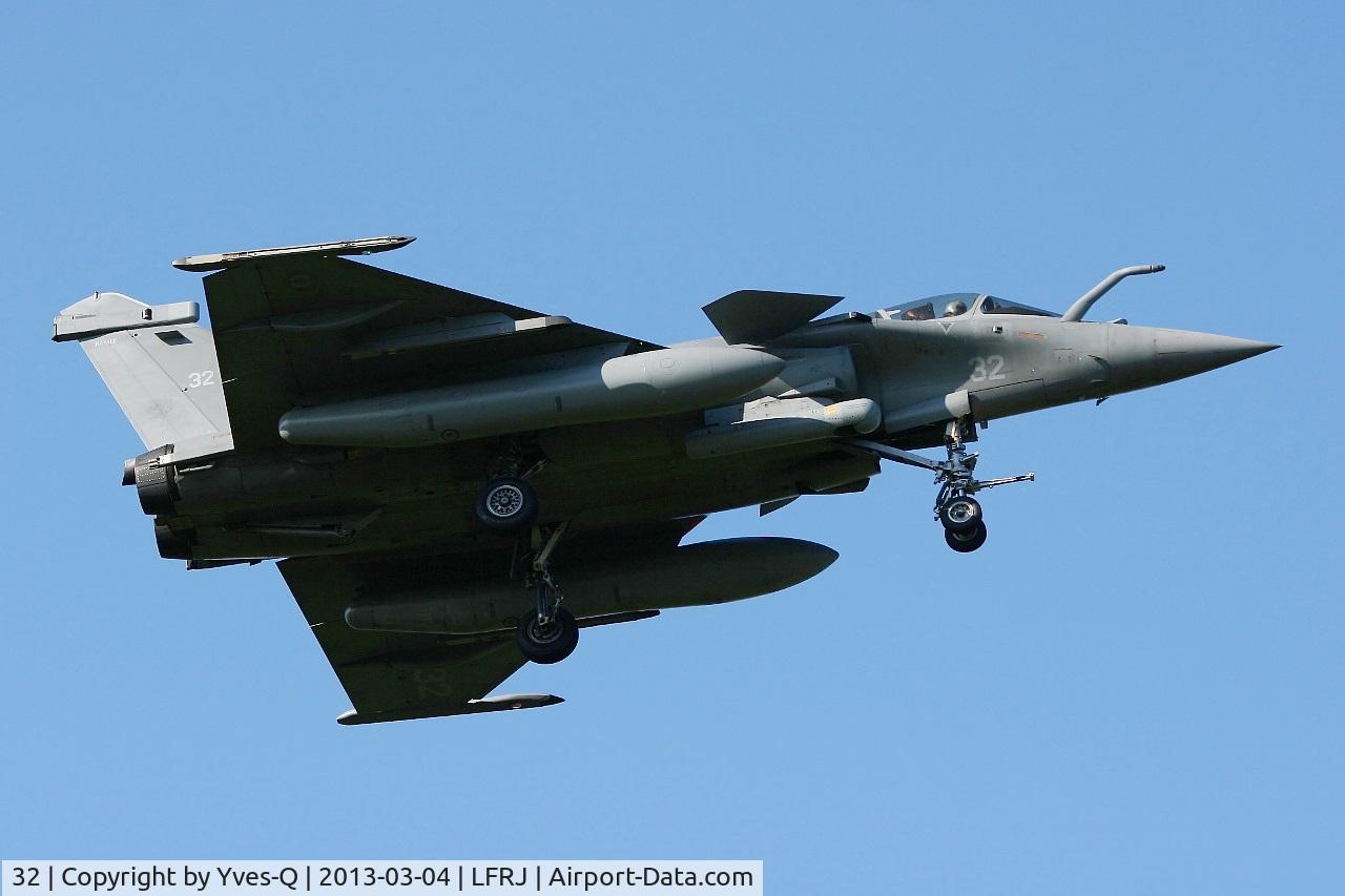 32, Dassault Rafale M C/N 32, French Naval Aviation Dassault Rafale M, Short approach Rwy 08, Landivisiau Naval Air Base (LFRJ)