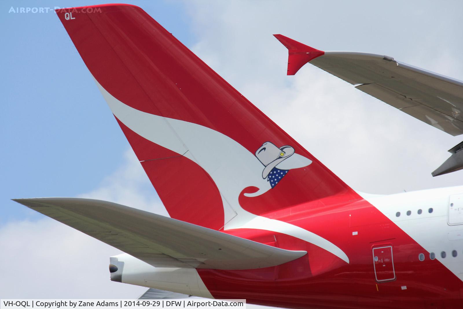 VH-OQL, 2011 Airbus A380-842 C/N 074, First scheduled A380 flight to DFW Ariport