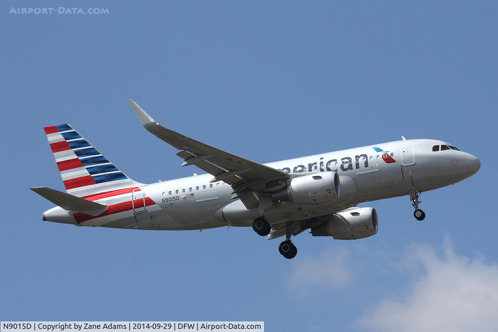 N9015D, 2013 Airbus A319-112 C/N 5327, Landing at DFW Ariport