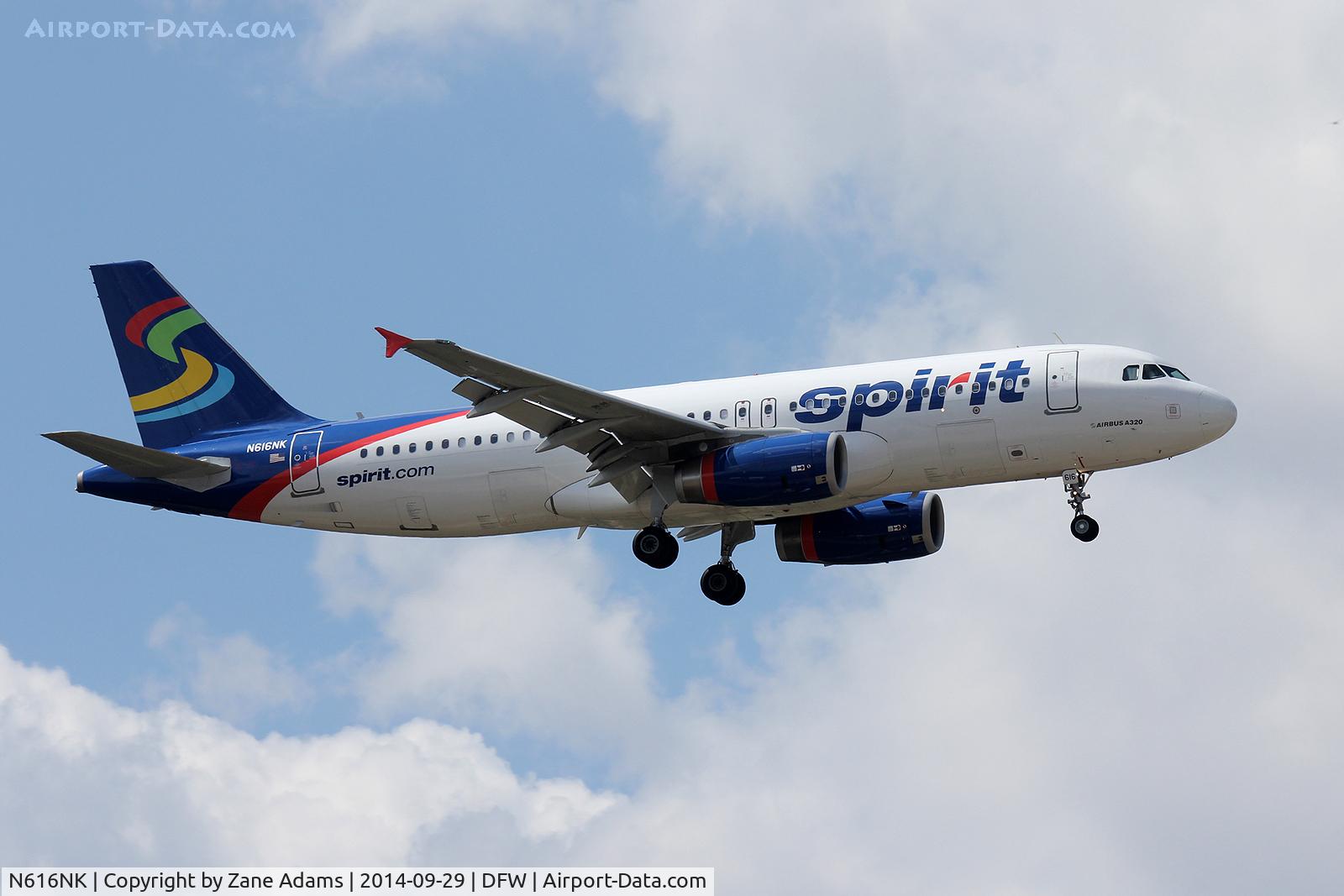 N616NK, 2012 Airbus A320-232 C/N 5370, Landing at DFW Ariport